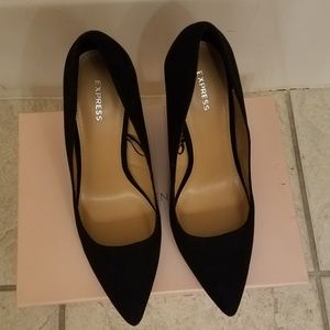 Express black pointy toes faux suede Wedges size 8